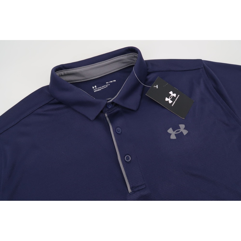Under Armour Tech Golf Polo Mens XL Navy Loose Fit Performance 1290140 NEW